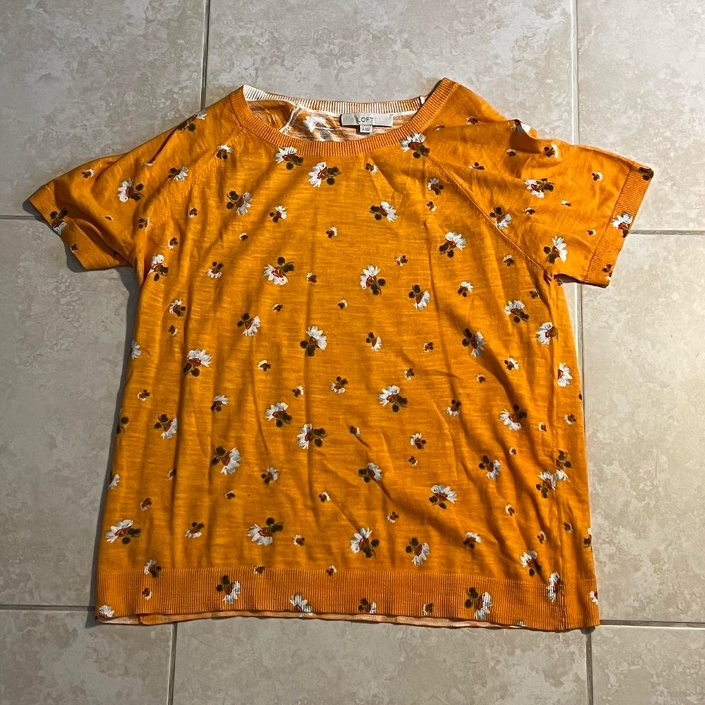 LOFT Orange Gold Relaxed Short Sleeve Tee
